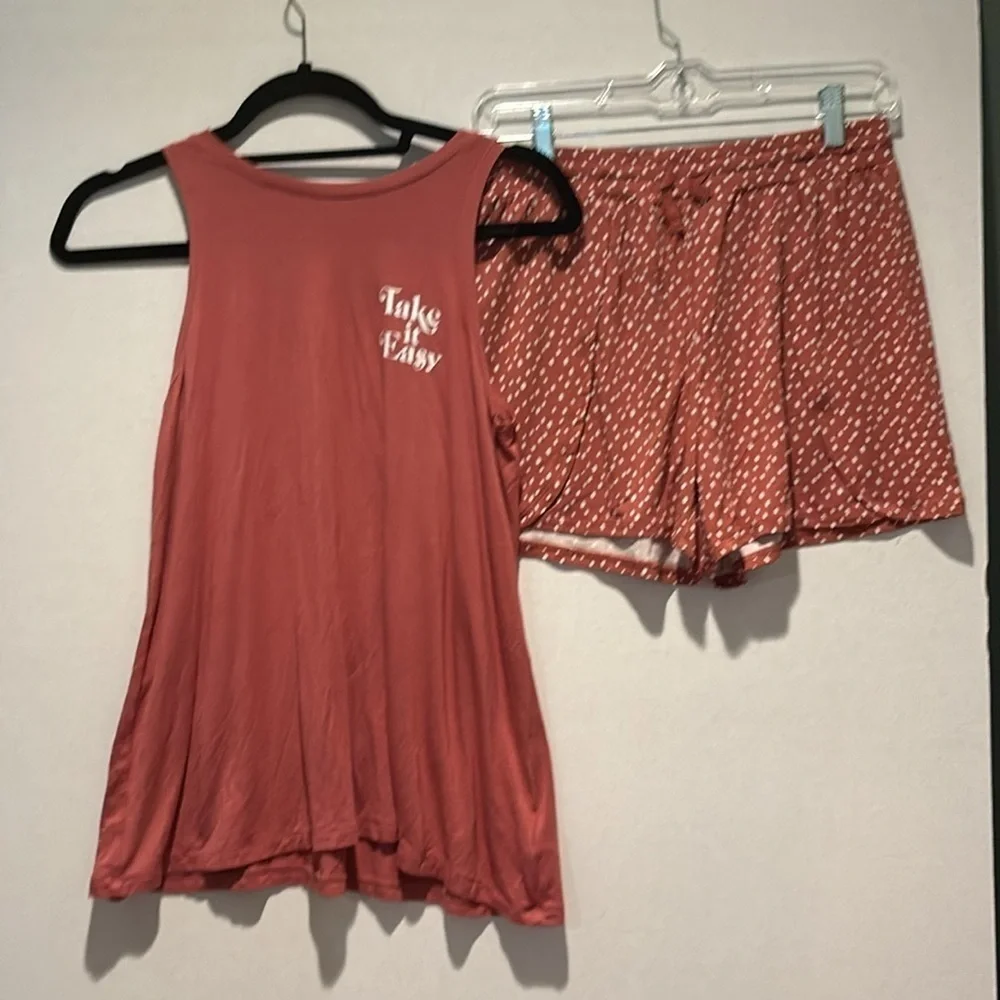 R+R - The Swing Tank & Tulip Knit Short Set.  Size XL.  Color Burnt Orange